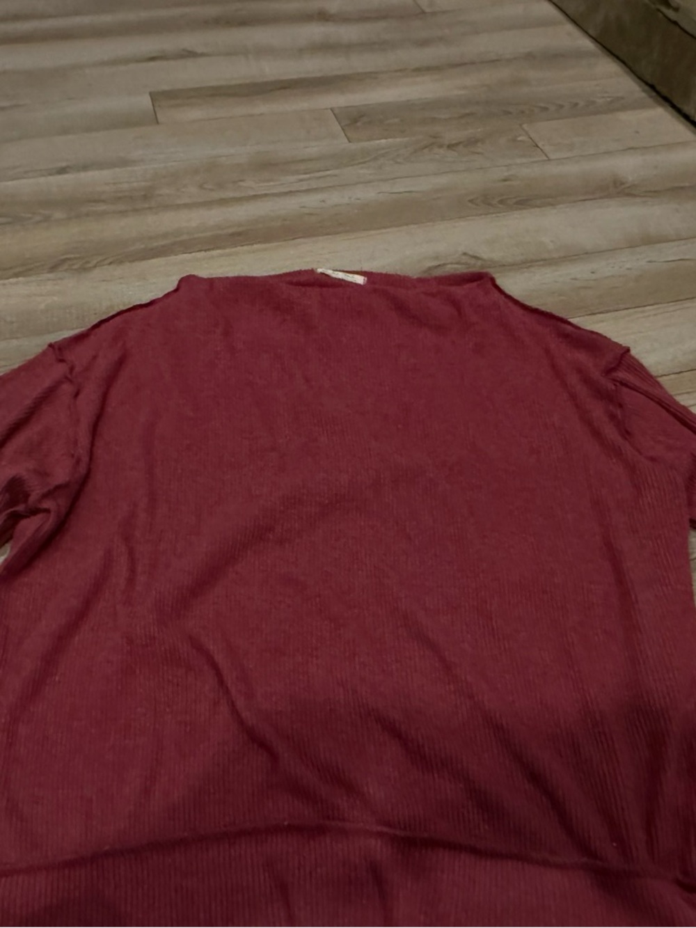 We The Free Ribbed Crewneck Top in Berry Mauve